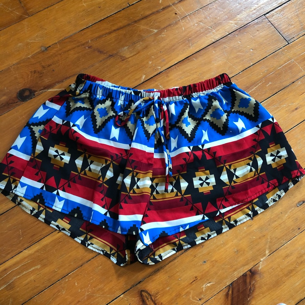 Blue/Red Aztec pattern shorts